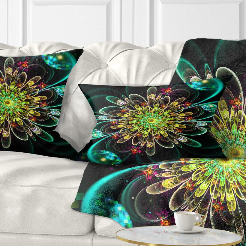 Design Art Floral Perfect Shiny Fractal Flower Lumbar Pillow Wayfair